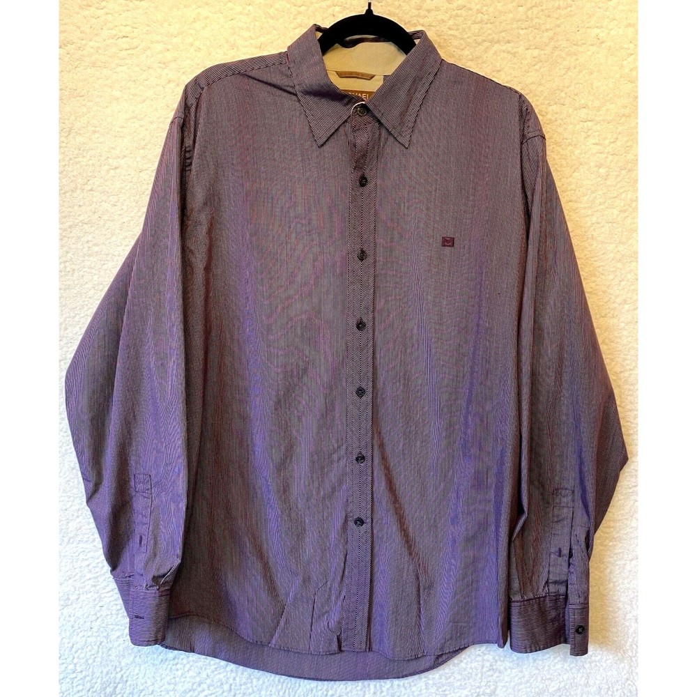 MICHAEL KORS Men's Long Sleeve‎ Button Down Purple Stripes Shirt Size L